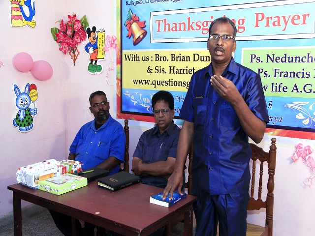 Tamil preaching in his new Church.